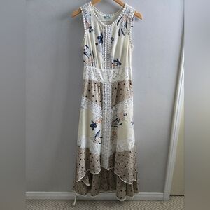 Bohemian Cream & Brown Floral Maxi Dress - Anthropologie leifnotes